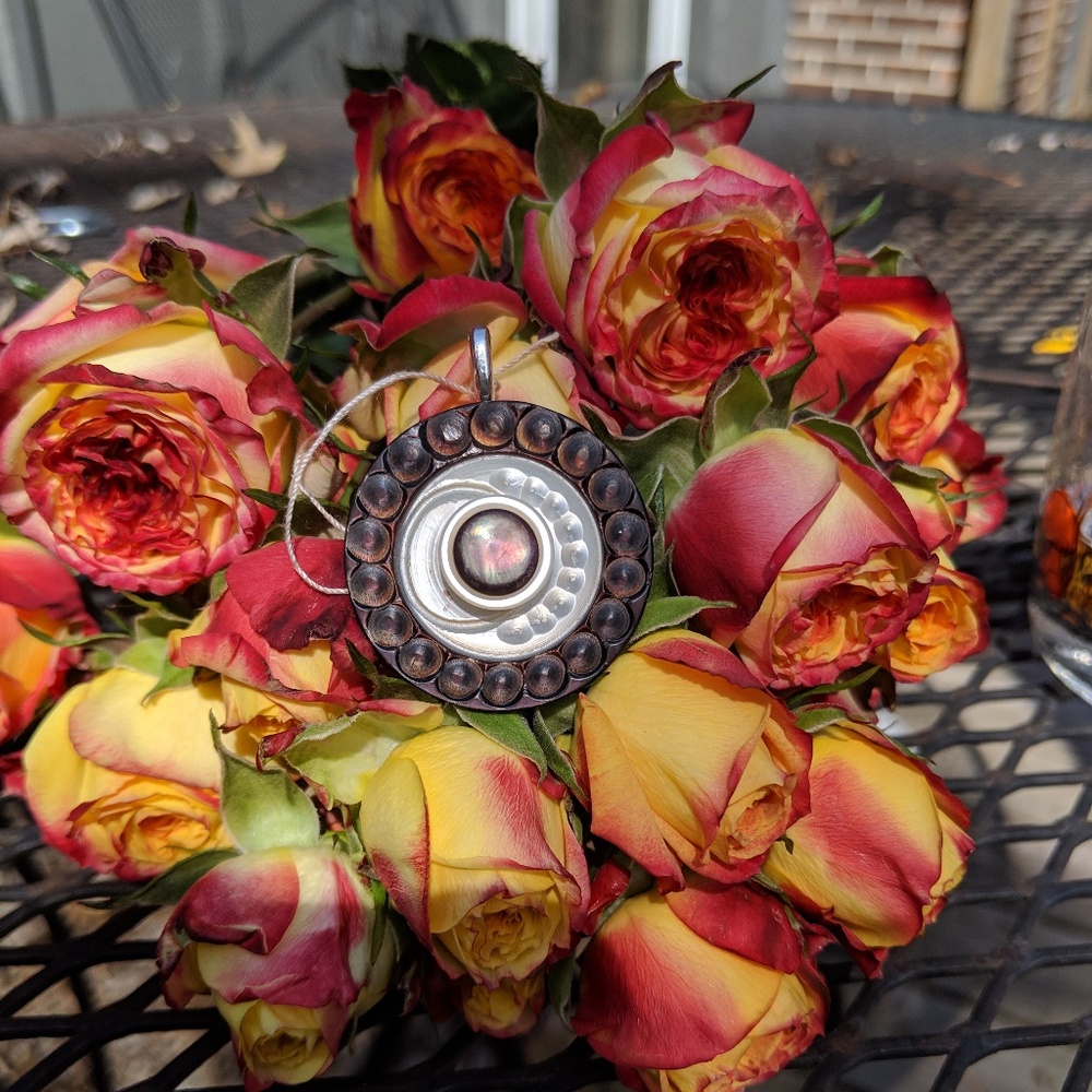 Unique Vintage Mother of Pearl Button Pendant